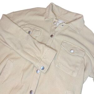 Altar’d State Shacket Top Women’s M Taupe Tan Oversized Snap Pockets Fall Winter